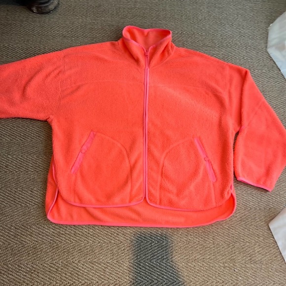 Free People Ziggy Up Fleece in Sundance Orange Zip Up Sweatshirt - Picture 4 of 12